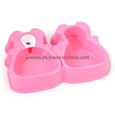 Cat Double Bowl Pet Bowls Pet Feeding Bowl Cat Type Plastic Bowl