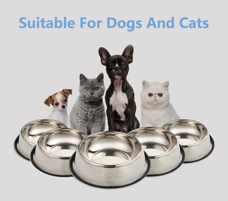 Wholesale Stainless-Steel Non-Skid Silicone Mat Pet Dog Feeder Water Bowl
