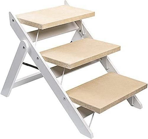 Flodable Wooden Dog Ladder Ramp 3 Tiers Stair Easy Store