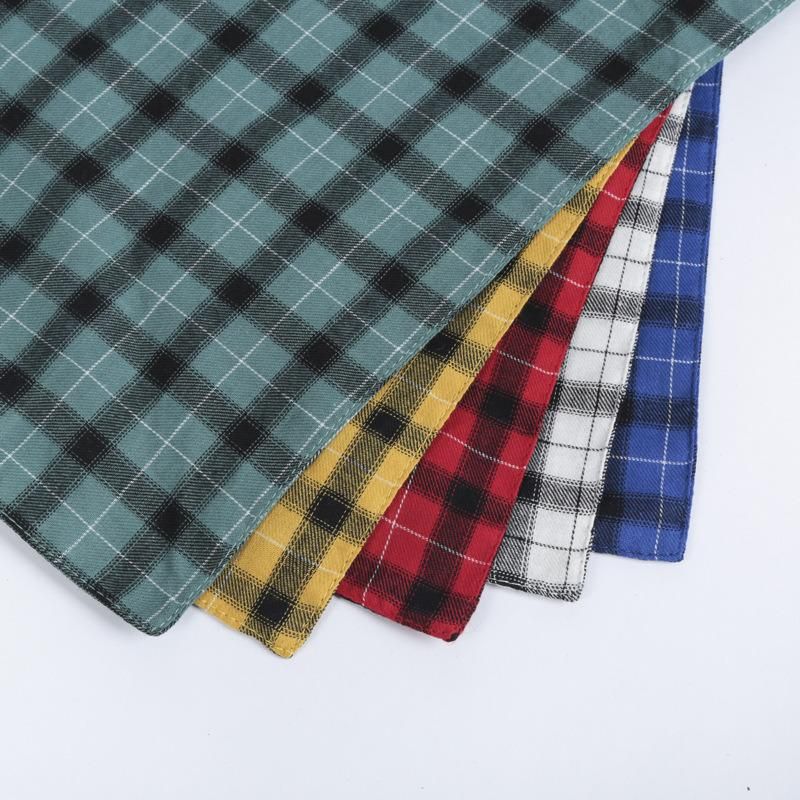 Pet Washable Triangle Plaid Pet Bandanas Adjustable Custom Dog Neck Scarf Bandana