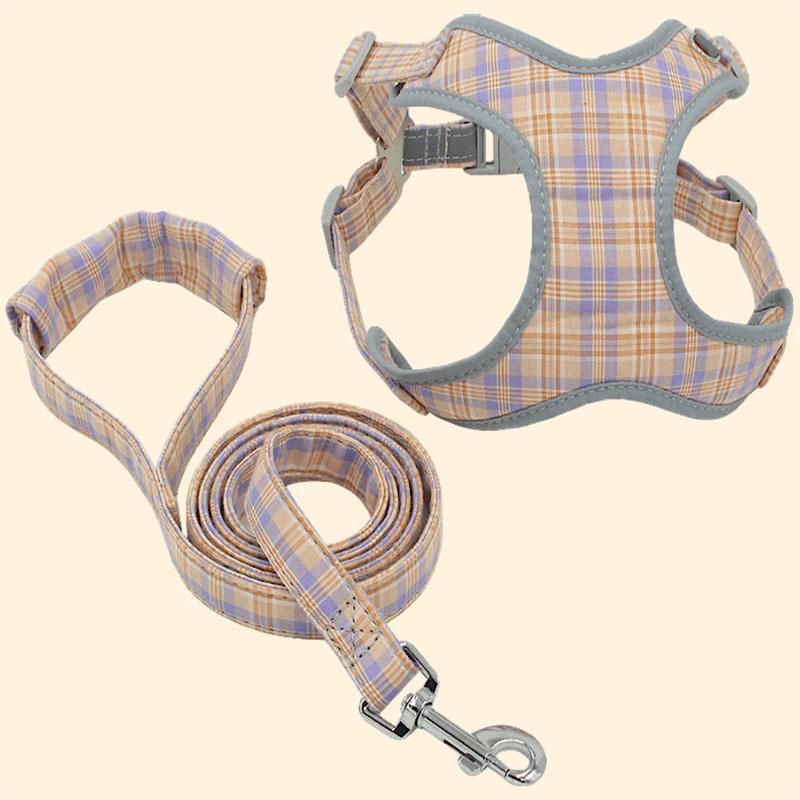 Colorful Plaid Pet Harness Walking Dog Harness with Pet Leash