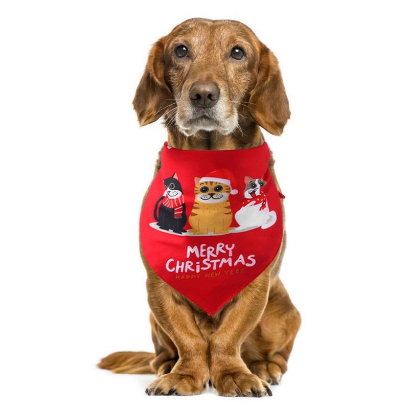 Cotton Christmas Triangular Saliva Towel Dog Bandana Scarf