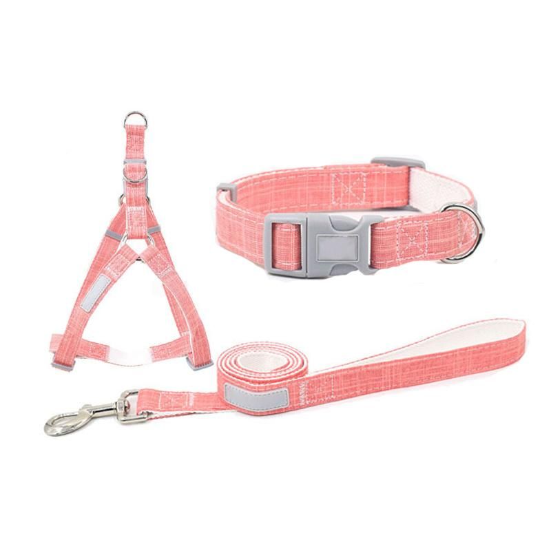 Wholesale Durable Adjustable Soft Bamboo Fiber Hemp Cotton Custom Pet Dogs Collars Leashes with Harnesses