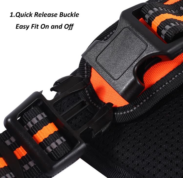 Custom Logo Adjustable Reflective Breathable Mesh Padded Nylon Dog Harness