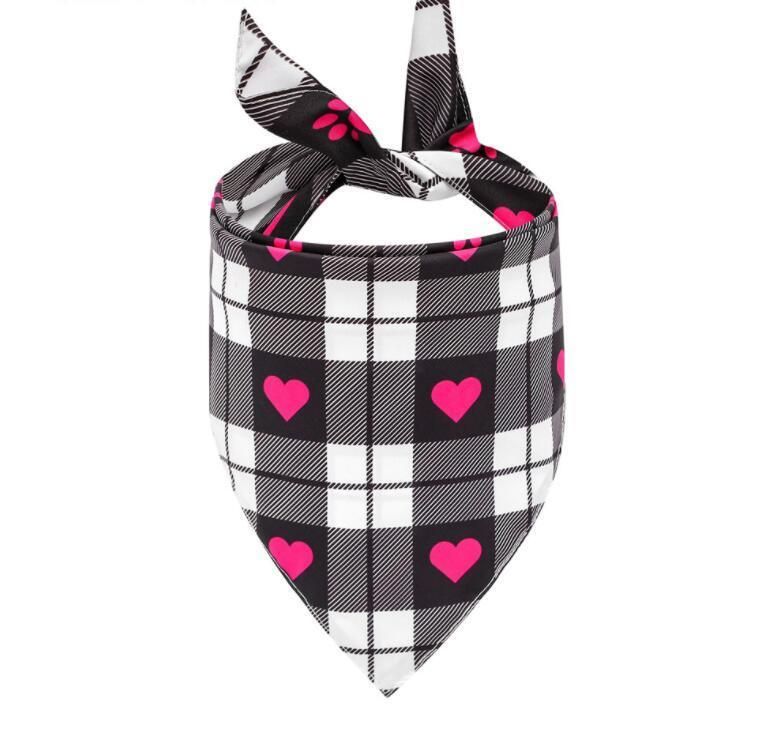 Birthday Gift Washable Plaid Printing Dog Bandana Bib Double Reversible Kerchief Scarf Adjustable Accessories