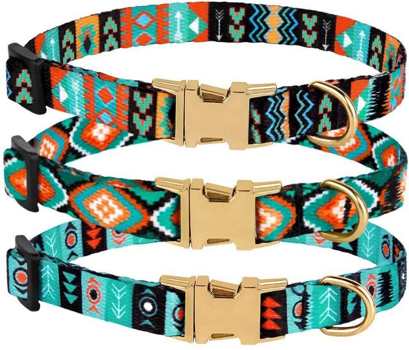 Nylon Dog Collar with Buckle Tribal Pattern