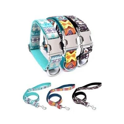Hot Selling New Design Style Metal Parts High Quality Polyester Luxury Dog Leash Collars