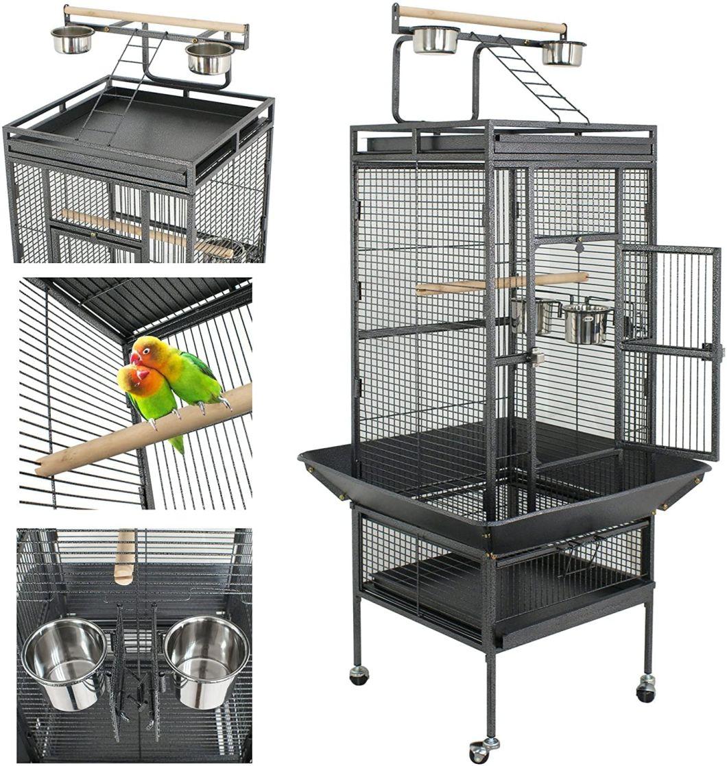 in Stock 61 Inch, 2in1 Bird Cage with Rolling Stand Iron Parrot Cage Chinchilla Finch Large Bird Cages