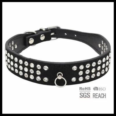 Pretty Diamond Studded Real Leather Designer Pet Dog Training Collars