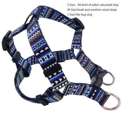Bohemian Blue Chest Strap Ethnic Wind Pattern Dog Chest Strap Printed Pet Belt, Dog Harness