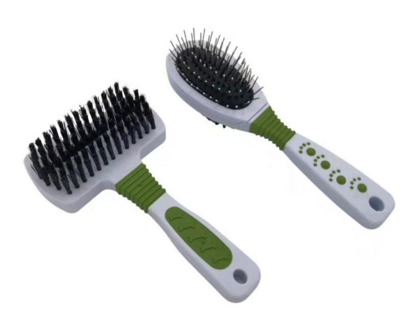 Pet Double-Sided Comb Pet Grooming Hair Brush for Dogs and Cats Green-L