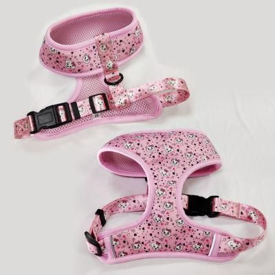 Custom Design Dog Harness Collar Leash Poo Bag Neoprene Padding Pet Harness