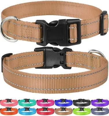 Reflective Nylon Webbing Dog Collar with 12 Colors Option