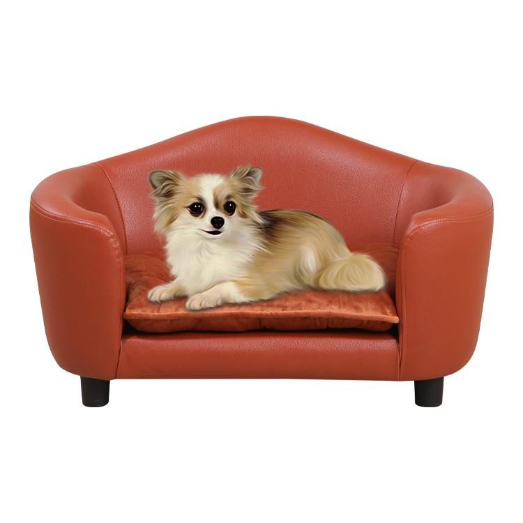 High End Pet Sofa Luxury Pet Bed Soft Velvet and PVC Pet Sofa with Removable Cushion Available with Multicolor