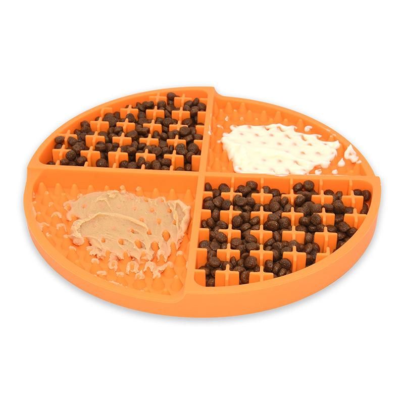 New Arrivals Durable Round Shape Food Grade Non-Toxic Anxiety Relief Feeding Pet Silicone Dog Lick Pad Animals Feeding Plate