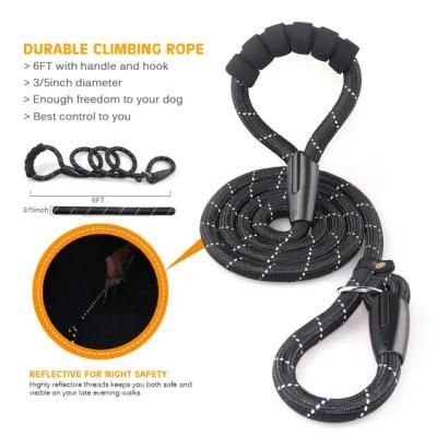Heavy Duty Rope Dog Leash with Soft Handle Leash and Collar in One