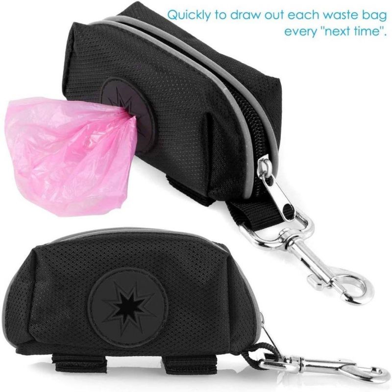 Pack Dog Poop Bag Dispenser Poop Waste Bag Holder Leash Attachment Fits with 7 Free Roll of Dog Bags for Any Dog Leash