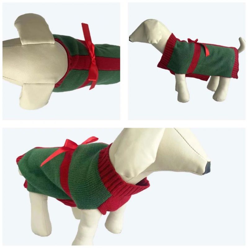 OEM-ODM Bowknot Sweater Knitted Acrylic Dog Accessories Apparel Pet Clothes