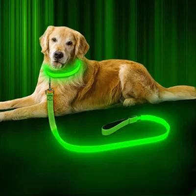 USB Rechargeable 47.2 Inch 120 Cm Reflective Night Safety Pet Leash