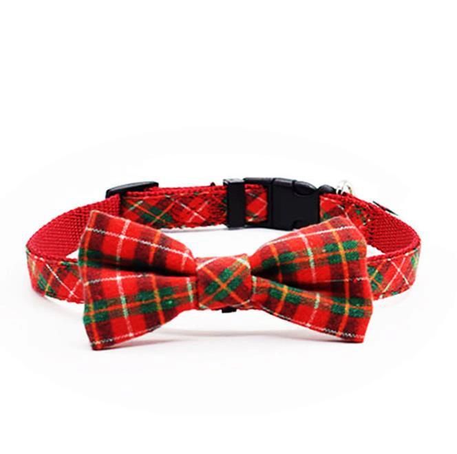 Adjustable Unique Style Plaid Print Bow Tie Dog Collar for Dogs and Cats
