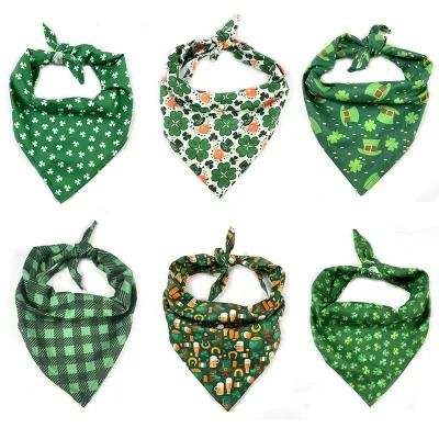 Multi- Color Washable Double Layer Plaid Printed Cotton Triangle Pet Dog Bandana Scarf