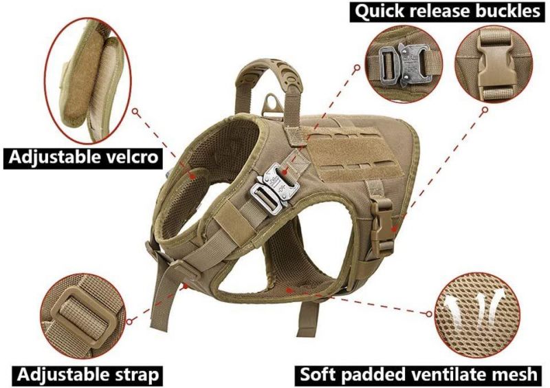 Tactical Dog Harness and Bungee Dog Leash Set