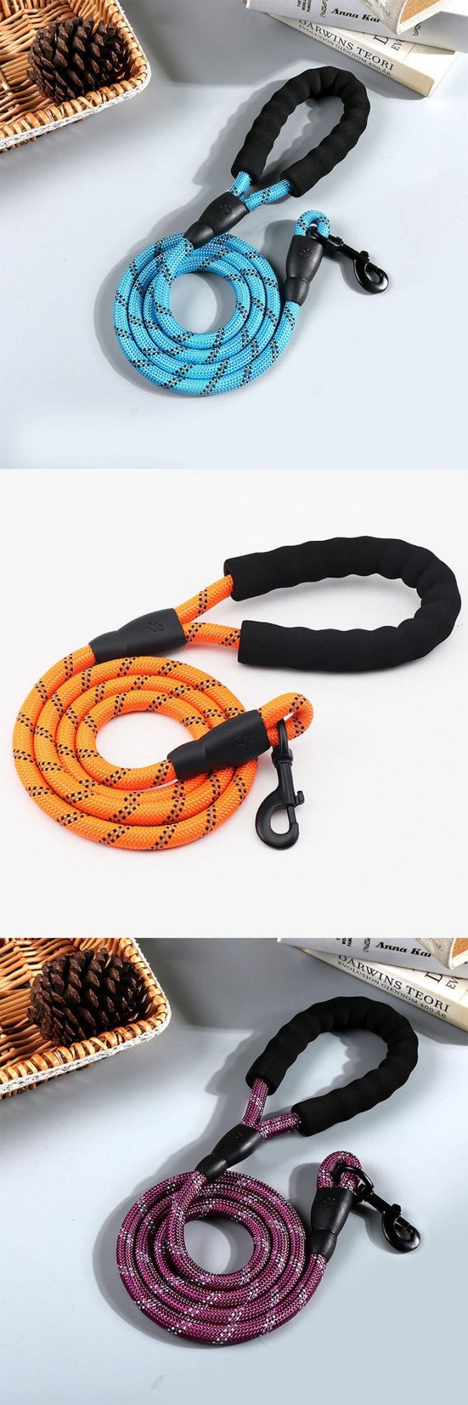 Large Dog Rope Reflective Leash Walking Pet Collar Traction Round Climbing Nylon Traction Leash