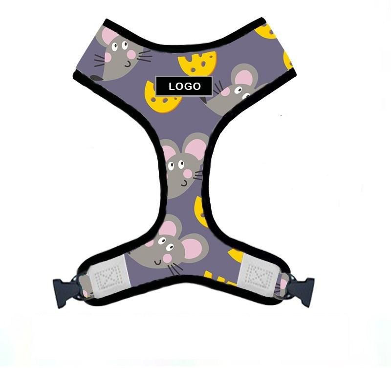2020 Fashion High Quality Pattern Designs with Rubber Logo Mesh Breathable Dog Harness