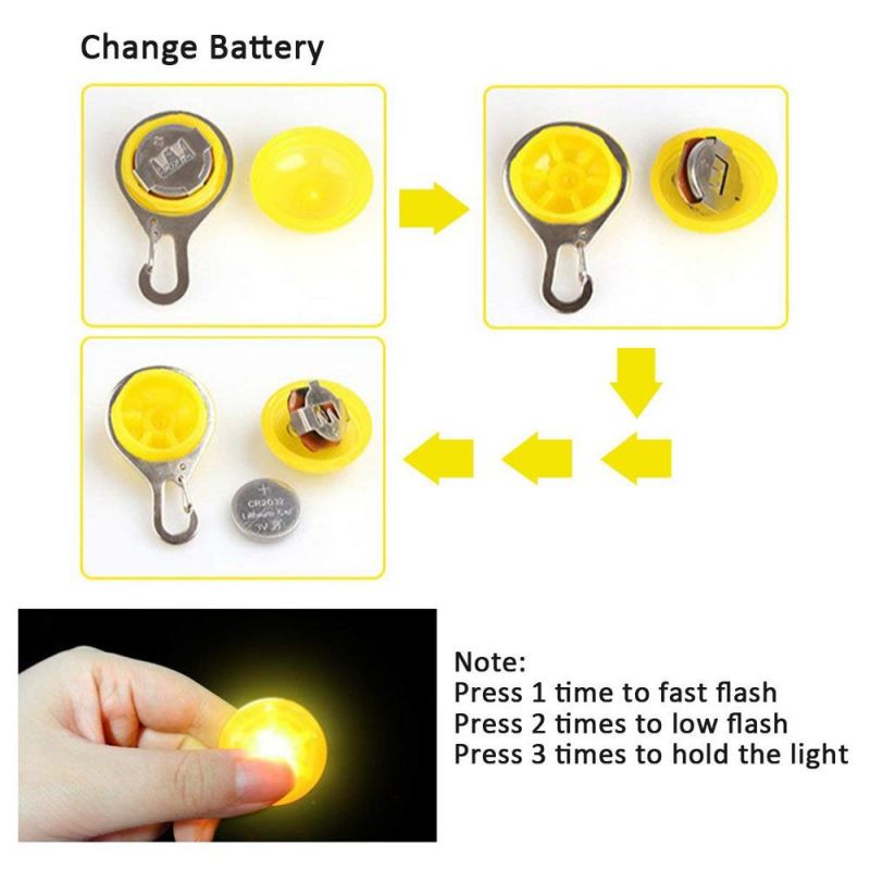 Dog Cat Pet Collar Light Waterproof LED Dog Collar Safety Night Walking Lights Keychain with Stainless Steel Carabiner