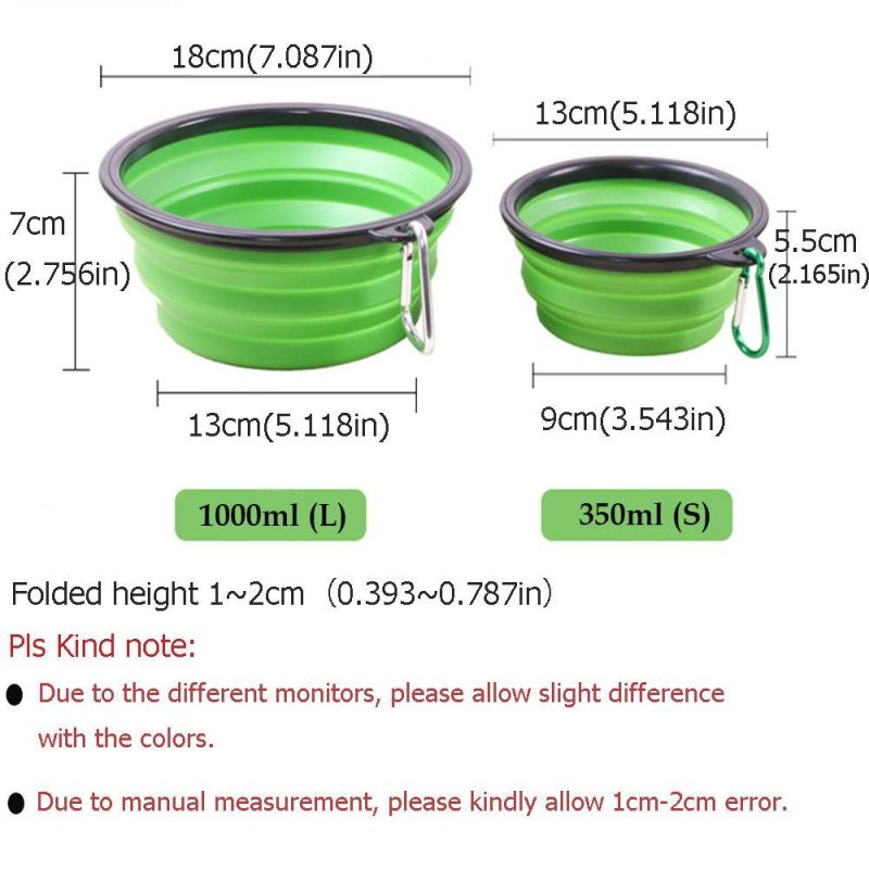 Dog Bowl, Dog Cat Pet Travel Bowl Silicone Collapsible Feeding Bowl