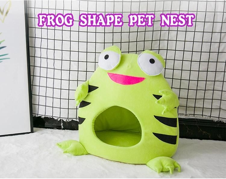 Luxury Pet Cat Dog Bed House for Cats Indoor Warm Frog Small Dog Sleep Sofa Mat Kitten Kennel Plush Beds Cute Nest Soft Supplies