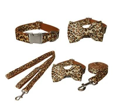 Super Polyester Farbic Leopard Dog Collar with Metal Buckle