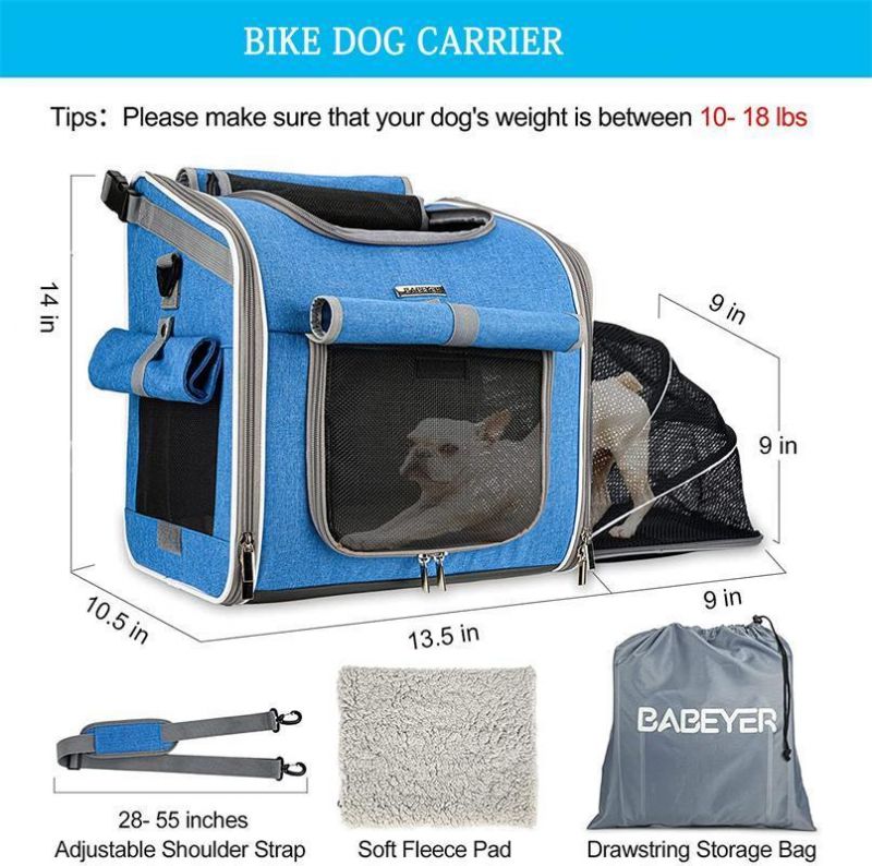 Outdoor Custom Pet Travel Backpack Carrier Dog Bike Carrier Front Basket Bag Foldable Booster Seats Bicycle Carrier Bag for Dogs