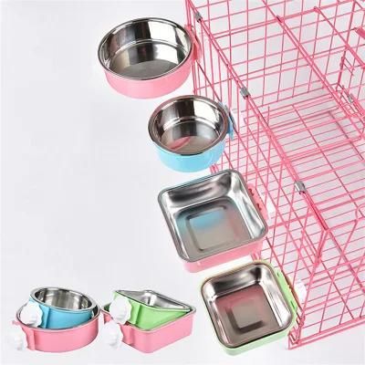 High Quality Pet Accessory Plastic Colorful Pet Bowls Stainless Steel Dog Bowl