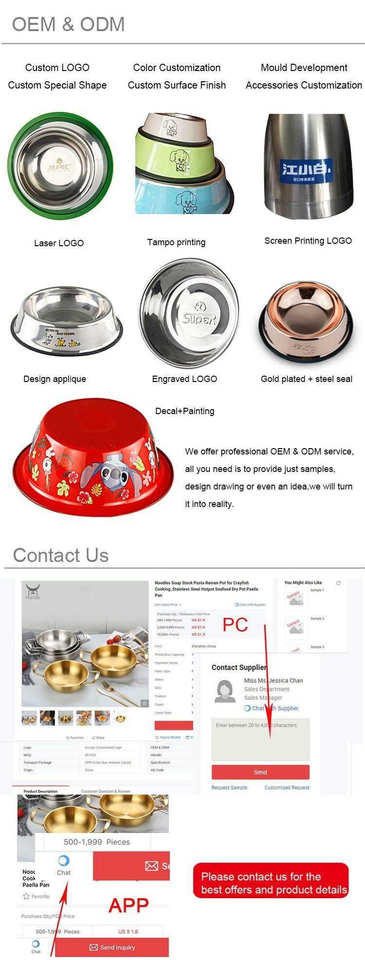 Wholesale Double-Wall Stainless Steel Pet Cat Dog Bowl Metal Pet Feeder with Detachable Silicone Bottom, Manufacturer Pet Products