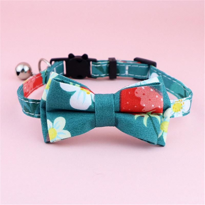 Portable and Fabric Pet Collars with Bell and Bow Tie