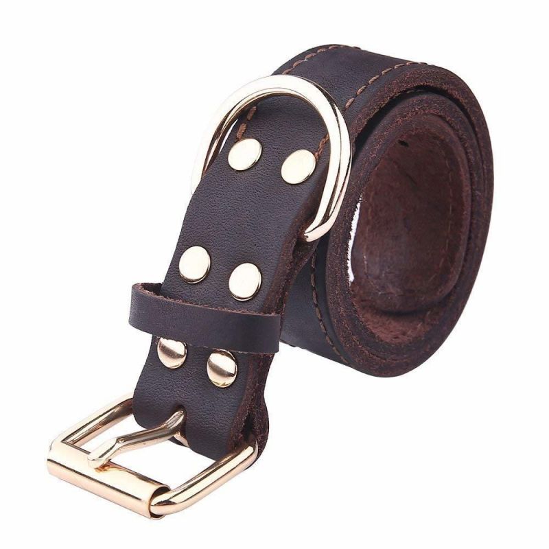 Leather Dog Collars/Military Grade Dog Training Collar for Small Medium Large Dogs/Soft and Durable Real Leather/Brown