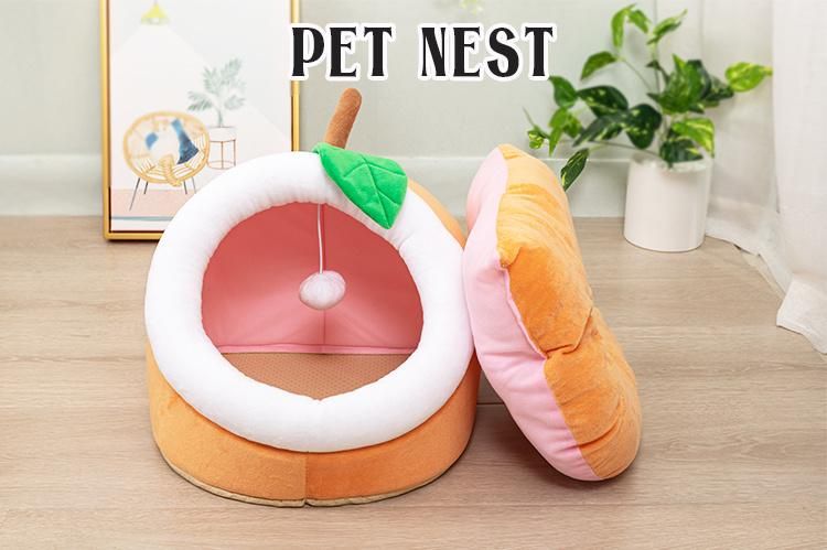 Pineapple Eggplant Peach Kiwi Fruit Apple Pet Bed Cat House Warmer Soft Comfortable Cute Pet Cave Bed Sleeping Bag for Cat