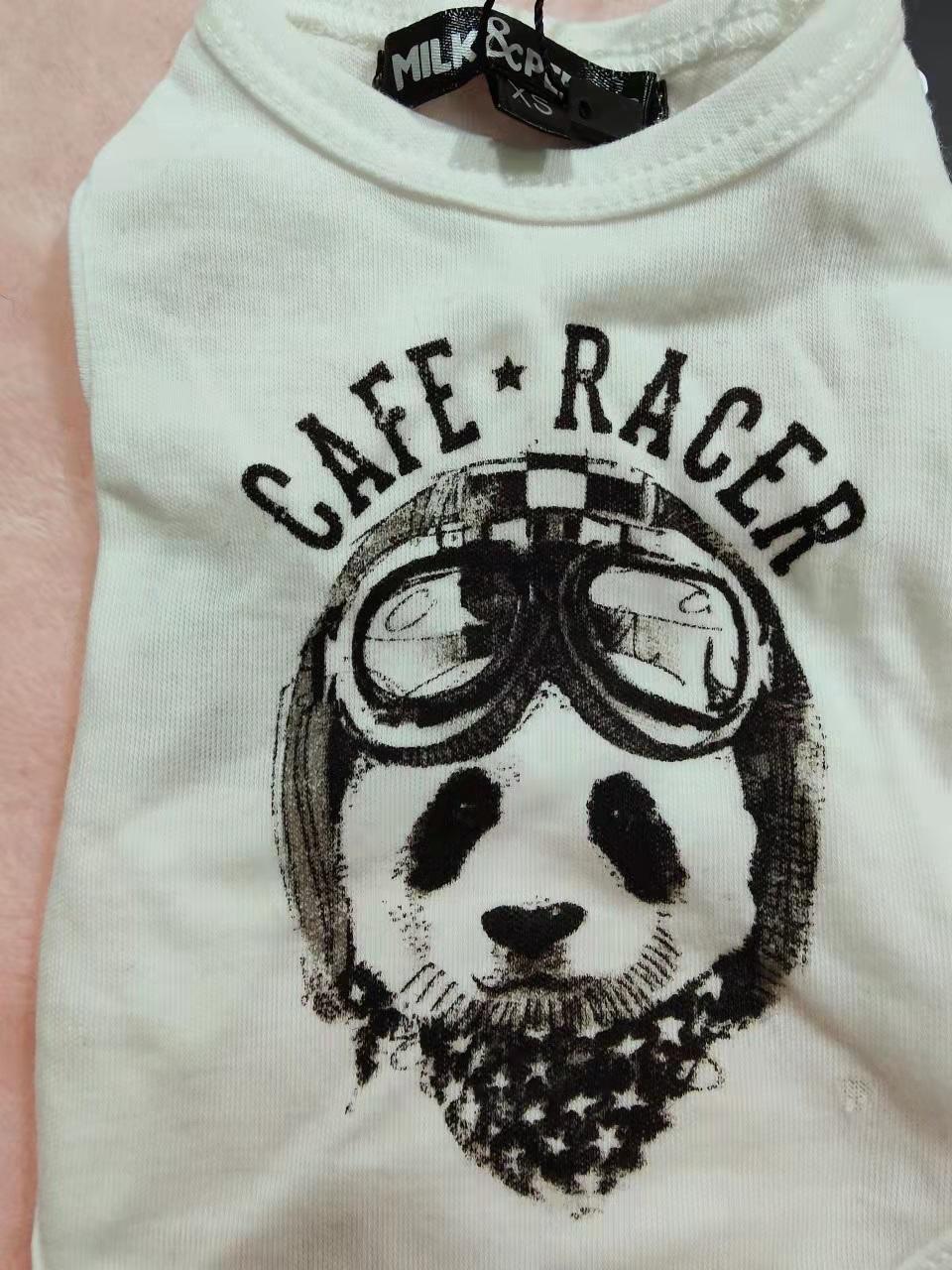 "Cafe Racer" White Single Jersey Pet Products, Dog Jersey Clothes