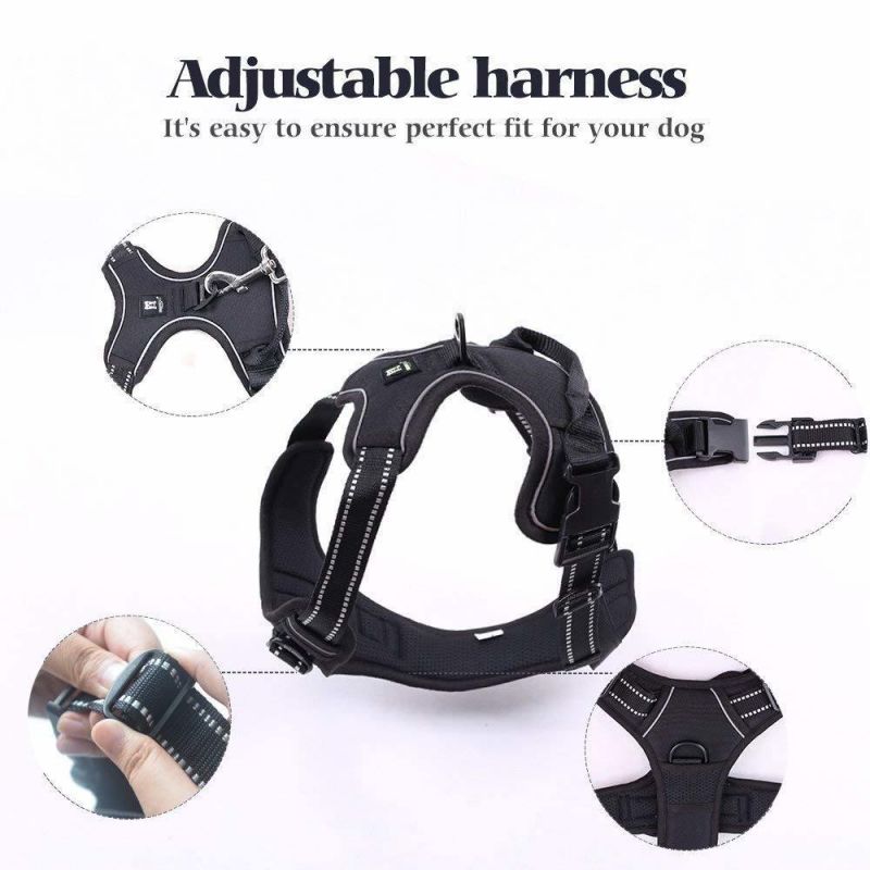 Dog Harness No-Pull Pet Harness Adjustable Outdoor Pet Vest 3m Reflective Oxford Material Vest for Dogs Easy Control for Small Medium Large Dogs