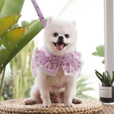 Lovely Small Flower Adjustable Portable Pet Harness and Leash Set