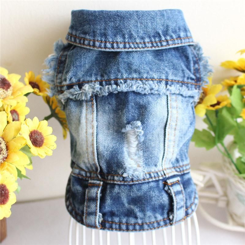 Classic Small Medium Pet Puppy Clothes Dog Denim Vest Pet Jeans Fashion Pet Apparel