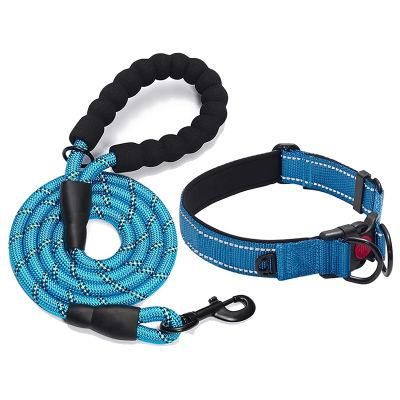 Neoprene Padded Comfortable Reflective Adjustable Nylon Dog Collar and Leash