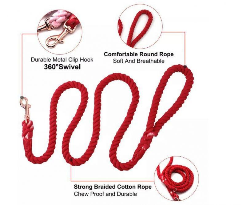 Hot Sale Customized Colored Gradient Cotton Rope Handmade Dog Leash Pet Leash