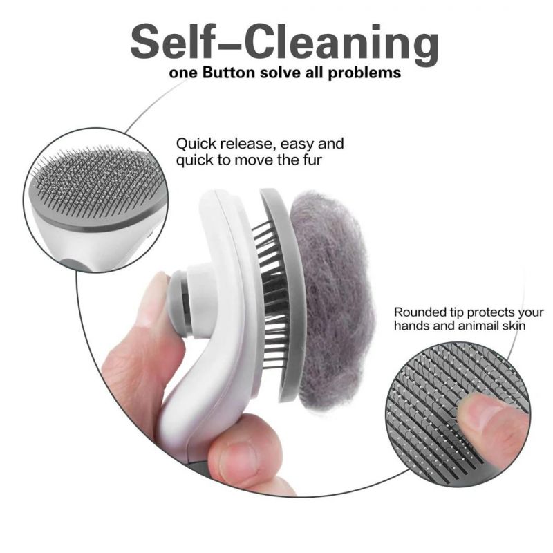 Cat Grooming Brush Tool Self Cleaning Slicker Pet Brush, Hair Slicker Brush Pet Dog Comb for Pet Massage