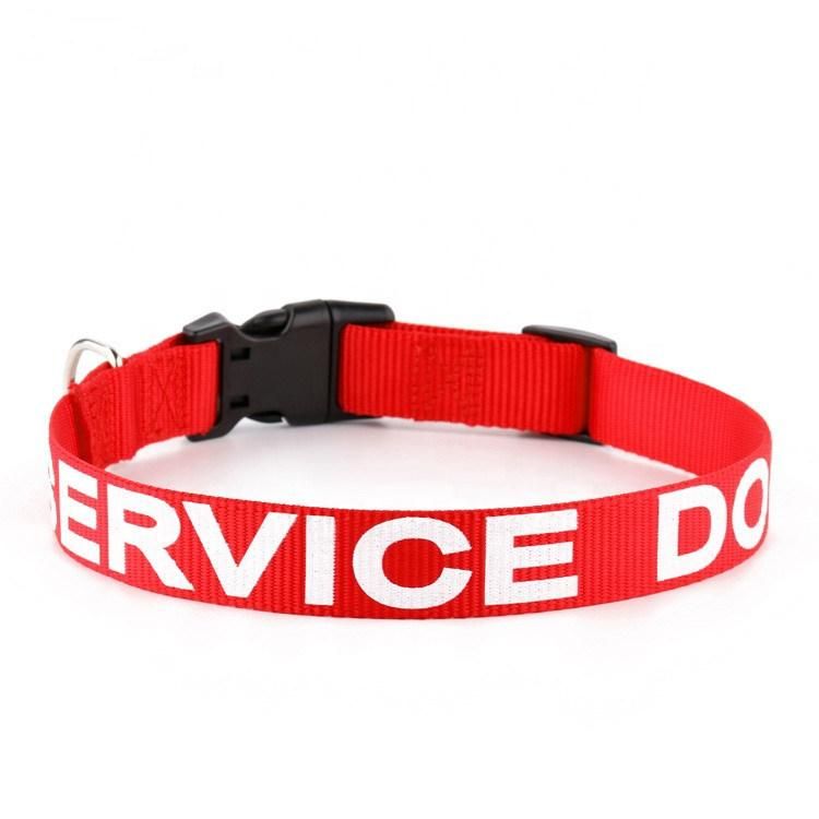 Custom Silk Printed Service Dog Collar with Service Dog or Support Dog or E. S. a Printed on Nylon Webbing