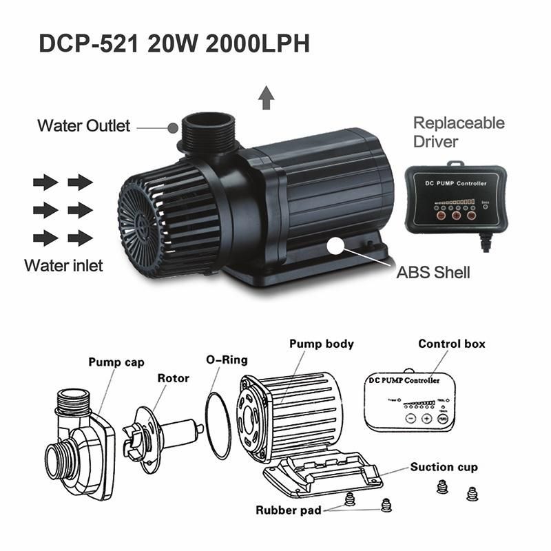 DC24V Conversion Aquarium Water Pump with Flow Adjustable 2000L/H