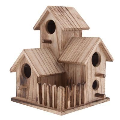 Wooden Bird Nest Creative Solid Wood DIY Crafts Three Parrot Cage Outdoor Garden Bird House Small House