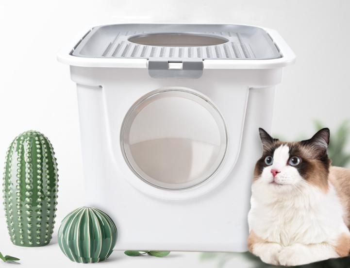 Mix Colors Large Cat Litter Box Toilet Cat Litter Box Plastic Scoop Free Cat Full Enclosed Box