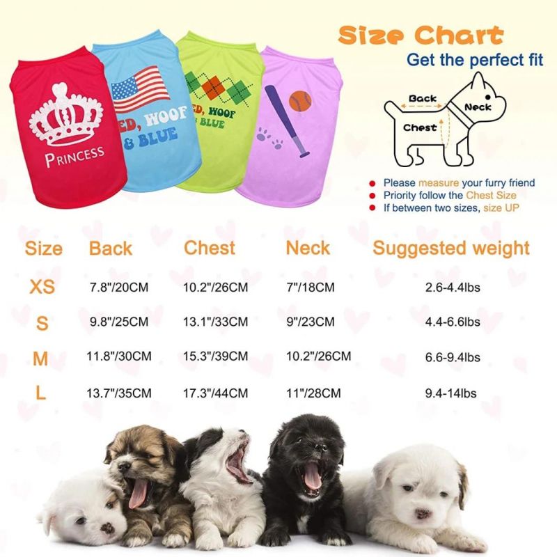 Printed Small Dog Shirt Soft Breathable Girl Puppy Clothes